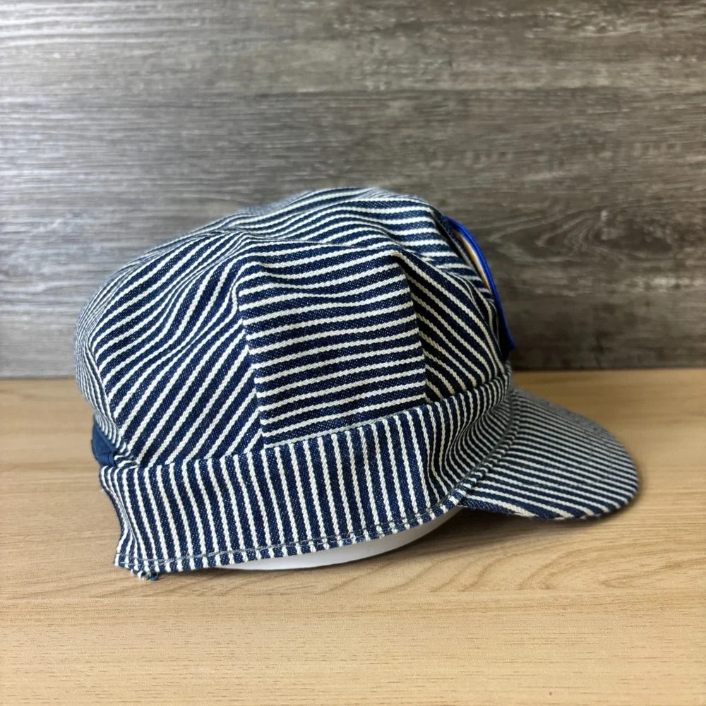 Train Conductor Hat Snap Back Kids Blue Hickory Stripe Wilderness Express Alaska